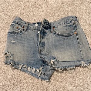 Levi's Blue Distressed Jean Shorts